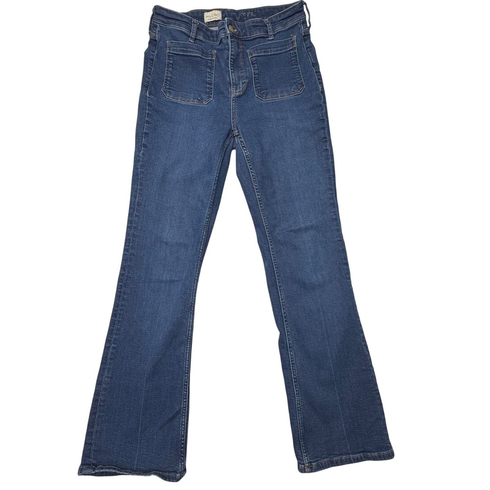 Anthropologie Flare Jeans Patch Pocket‎ Pilcro and the Letterpress Blue Size 27